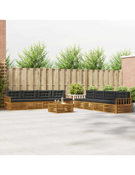 Set di divani da esterno con cuscino 9 pcs Naturale e Antracite