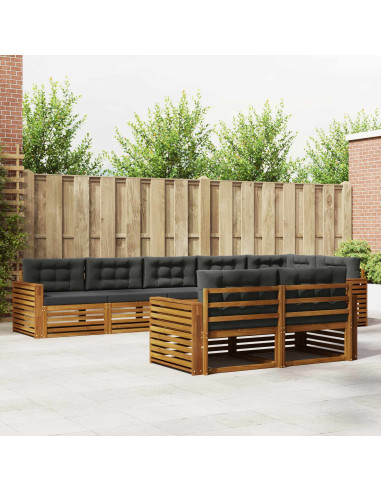 Set di divani da esterno con cuscino 8 pcs Naturale e Antracite