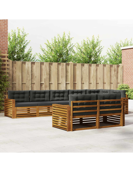 Set di divani da esterno con cuscino 8 pcs Naturale e Antracite