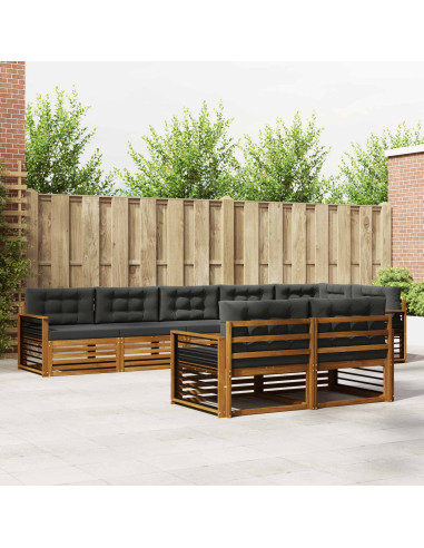 Set di divani da esterno con cuscino 8 pcs Naturale e Antracite
