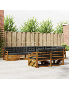 Set di divani da esterno con cuscino 8 pcs Naturale e Antracite