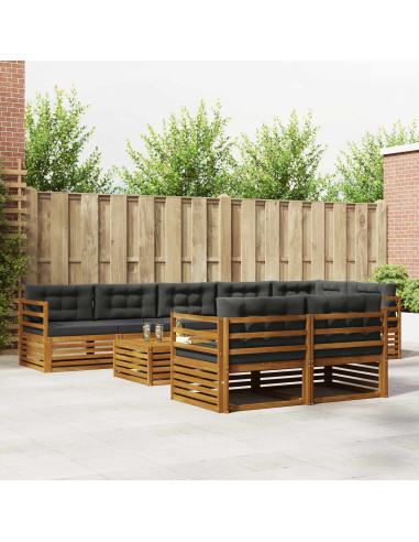 Set di divani da esterno con cuscino 9 pcs Naturale e Antracite