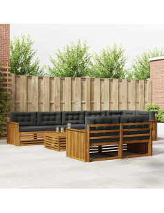 Set di divani da esterno con cuscino 9 pcs Naturale e Antracite