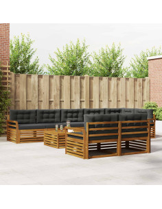 Set di divani da esterno con cuscino 9 pcs Naturale e Antracite