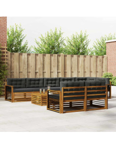 Set di divani da esterno con cuscino 9 pcs Naturale e Antracite