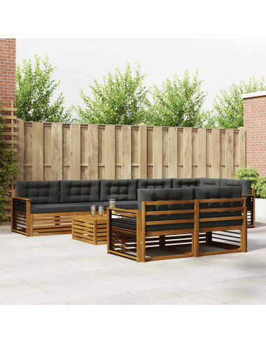 Set di divani da esterno con cuscino 9 pcs Naturale e Antracite