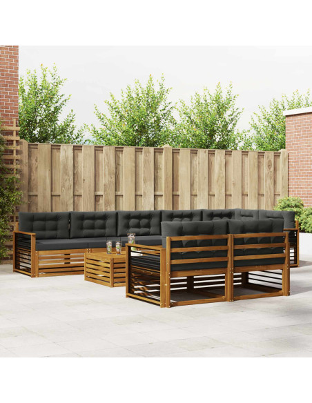 Set di divani da esterno con cuscino 9 pcs Naturale e Antracite