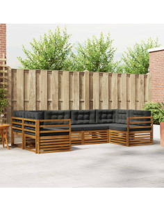 Set di divani da esterno con cuscino 6 pcs Naturale e Antracite
