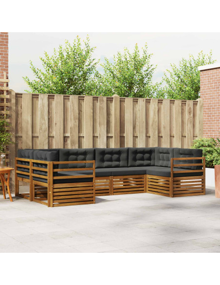 Set di divani da esterno con cuscino 6 pcs Naturale e Antracite