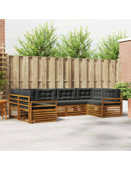Set di divani da esterno con cuscino 6 pcs Naturale e Antracite