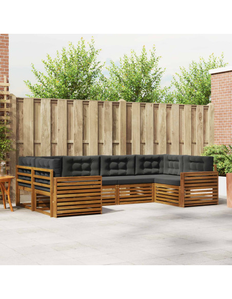 Set di divani da esterno con cuscino 6 pcs Naturale e Antracite