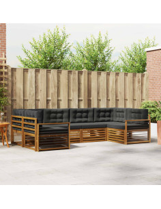 Set di divani da esterno con cuscino 6 pcs Naturale e Antracite