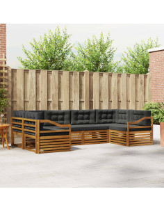Set di divani da esterno con cuscino 6 pcs Naturale e Antracite