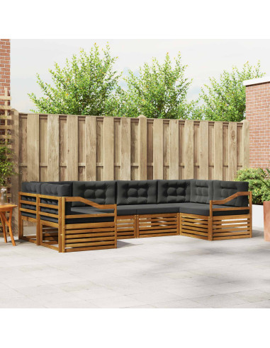 Set di divani da esterno con cuscino 6 pcs Naturale e Antracite