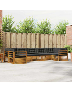 Set di divani da esterno con cuscino 7 pcs Naturale e Antracite