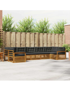Set di divani da esterno con cuscino 7 pcs Naturale e Antracite
