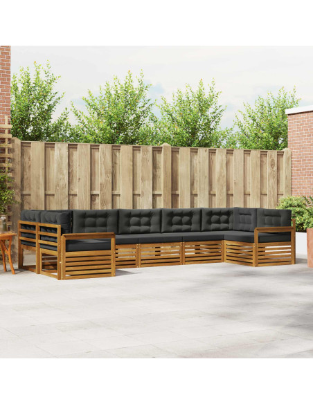 Set di divani da esterno con cuscino 7 pcs Naturale e Antracite