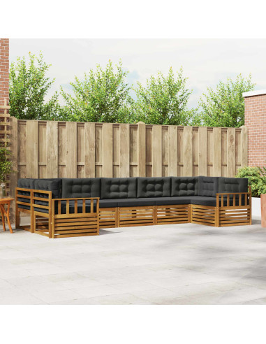 Set di divani da esterno con cuscino 7 pcs Naturale e Antracite