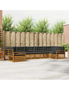 Set di divani da esterno con cuscino 7 pcs Naturale e Antracite