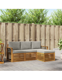 Set di divani da esterno 4 pcs Grigio Naturale e Chiaro