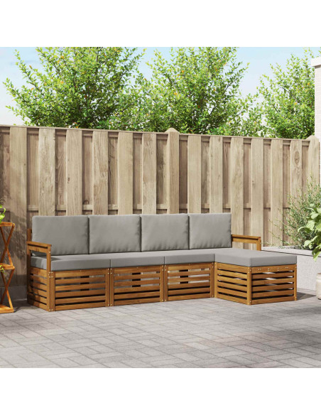 Set divani con cuscino 5 pcs Grigio Naturale e Chiaro