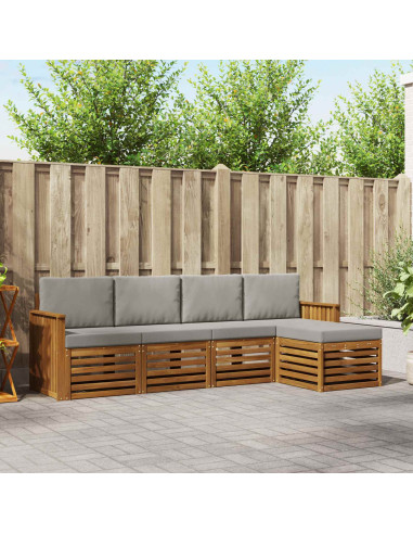 Set divani con cuscino 5 pcs Grigio Naturale e Chiaro