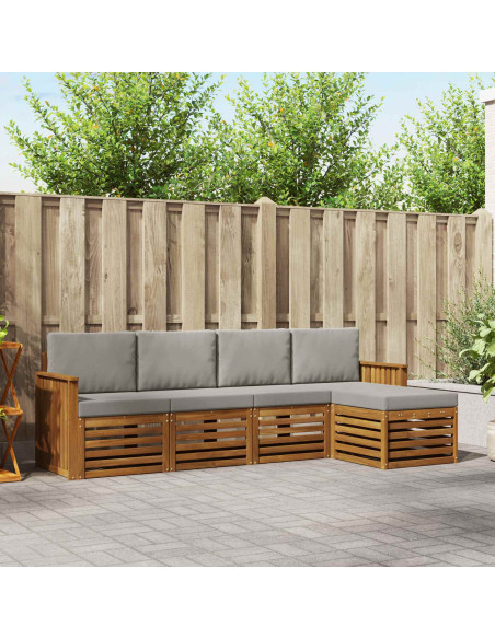 Set divani con cuscino 5 pcs Grigio Naturale e Chiaro