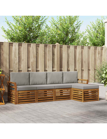 Set divani con cuscino 5 pcs Grigio Naturale e Chiaro