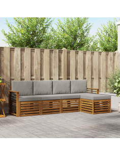 Set divani con cuscino 5 pcs Grigio Naturale e Chiaro