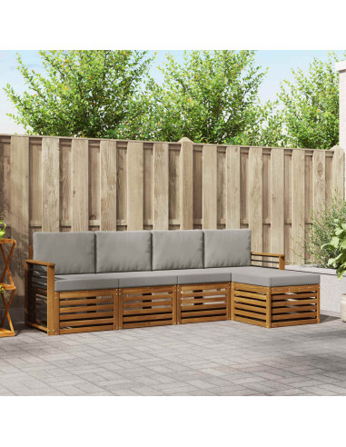 Set divani con cuscino 5 pcs Grigio Naturale e Chiaro