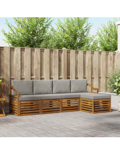 Set divani con cuscino 5 pcs Grigio Naturale e Chiaro