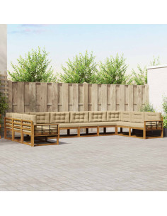 Set di divani da esterno con cuscino 10 pcs Naturale e Beige