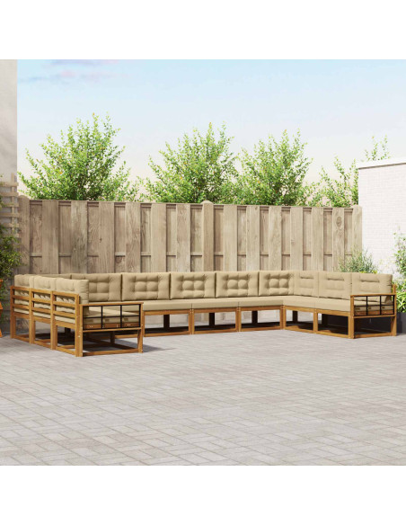 Set di divani da esterno con cuscino 10 pcs Naturale e Beige