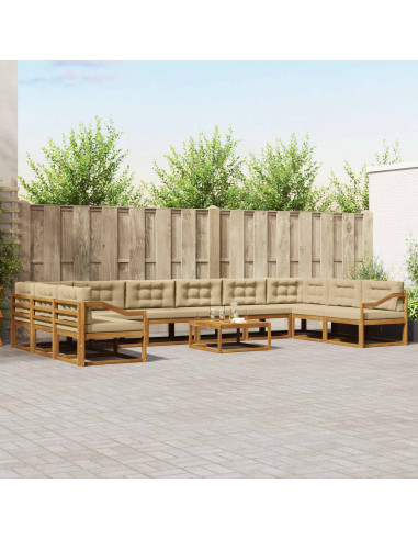Set di divani da esterno con cuscino 11 pcs Naturale e Beige