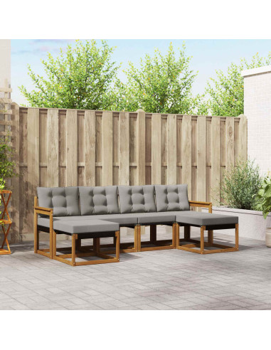 Set di divani da esterno 6 pcs Grigio Naturale e Chiaro