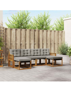 Set di divani da esterno 6 pcs Grigio Naturale e Chiaro