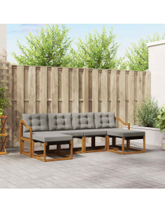 Set di divani da esterno 6 pcs Grigio Naturale e Chiaro