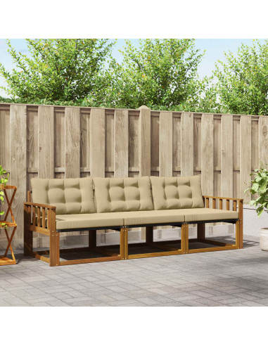 Set di divani da esterno con cuscino 3 pcs Naturale e Beige