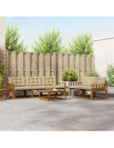 Set di divani da esterno con cuscino 6 pcs Naturale e Beige