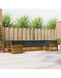 Set di divani da esterno con cuscino 7 pcs Naturale e Antracite