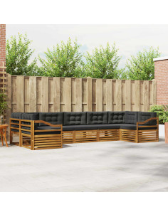 Set di divani da esterno con cuscino 7 pcs Naturale e Antracite