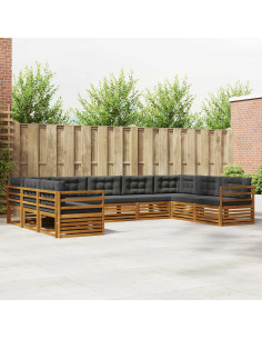 Set di divani da esterno con cuscino 9 pcs Naturale e Antracite