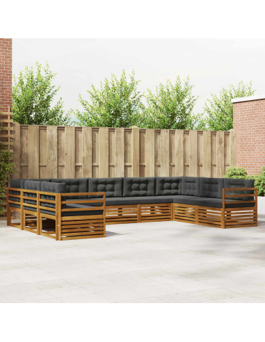 Set di divani da esterno con cuscino 9 pcs Naturale e Antracite