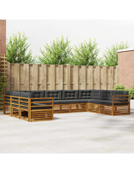 Set di divani da esterno con cuscino 9 pcs Naturale e Antracite