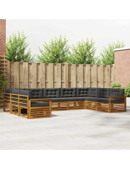 Set di divani da esterno con cuscino 9 pcs Naturale e Antracite
