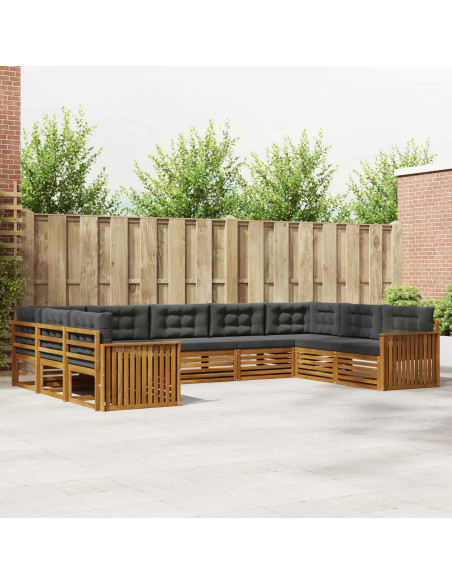 Set di divani da esterno con cuscino 9 pcs Naturale e Antracite