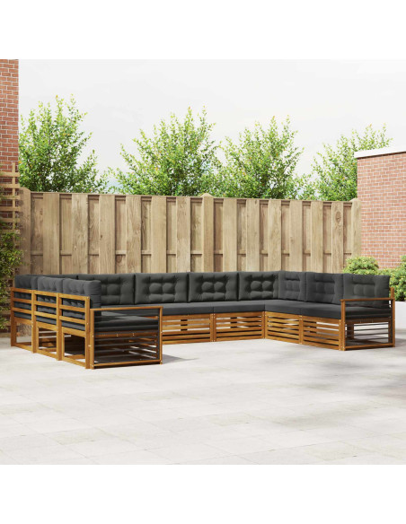 Set di divani da esterno con cuscino 9 pcs Naturale e Antracite