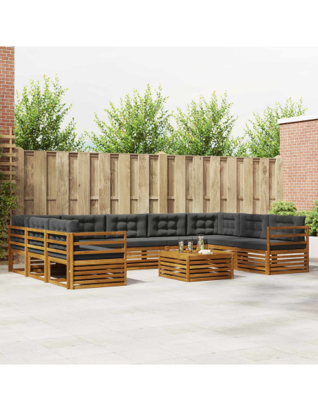 Set di divani da esterno 10 pcs Naturale e Antracite