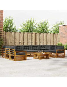 Set di divani da esterno 10 pcs Naturale e Antracite