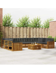 Set di divani da esterno 10 pcs Naturale e Antracite